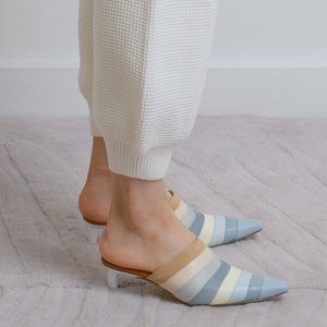 Rejina Pyo Angela Striped Heels Mules Shoes 6.5 7